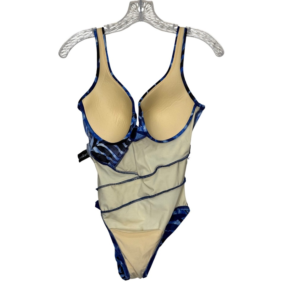 Miraclesuit One Piece Swimsuit Size 12 Blue Tropical Tummy Control - Picture 4 of 6